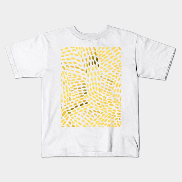 Watercolor dotted lines - yellow Kids T-Shirt by wackapacka